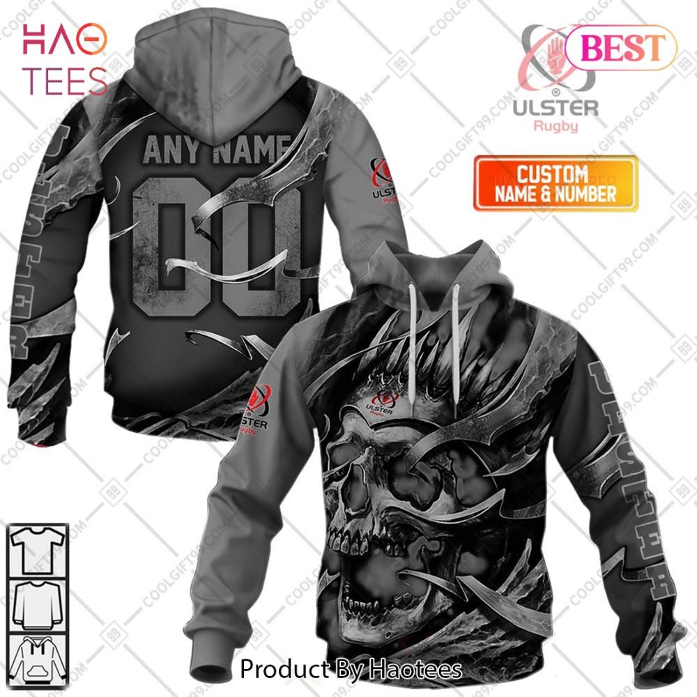 Personalized Irfu Ulster Rugby Metal Skull Design Hoodie, T-Shirt, Zip Hoodie, Sweatshirt