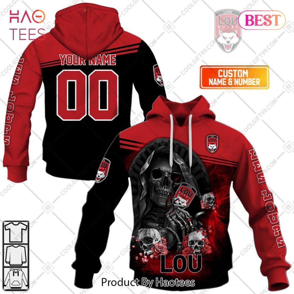 Personalized Lyon Lou Rugby Skull Death Design Hoodie, T-Shirt, Zip Hoodie, Sweatshirt