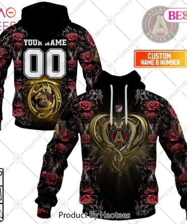 Personalized Mls Atlanta United Roses Dragon Couple Hoodie, T-Shirt, Zip Hoodie, Sweatshirt