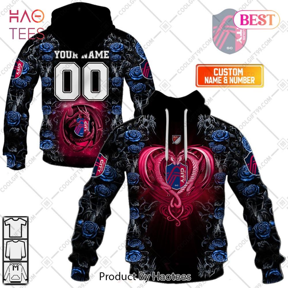 Personalized Mls St. Louis City Sc Roses Dragon Couple Hoodie, T-Shirt, Zip Hoodie, Sweatshirt