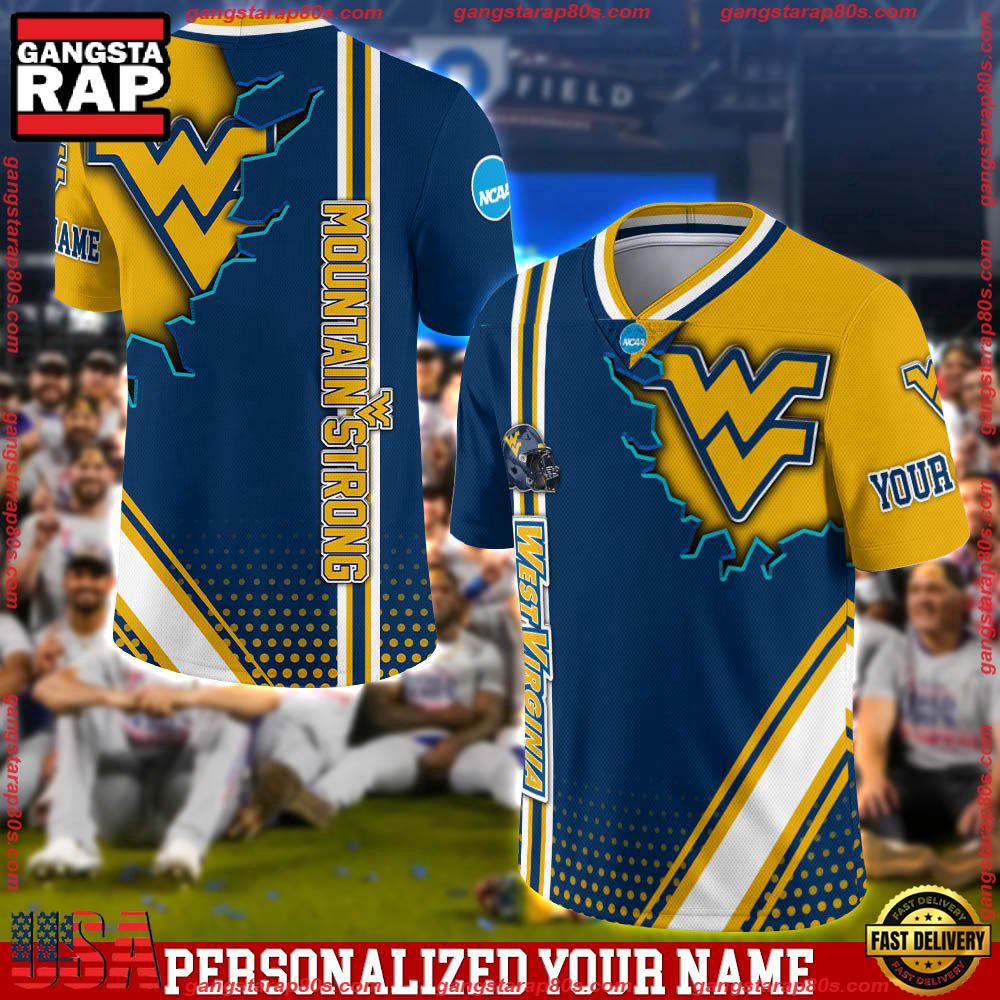 Ncaa Customized West Virginia Mountaineers Team Logo Player Football Jersey Shirt