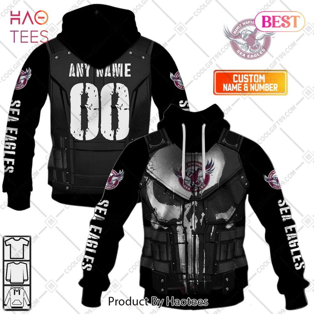 Personalized Nrl Manly Warringah Sea Eagles Punisher Hoodie, T-Shirt, Zip Hoodie, Sweatshirt