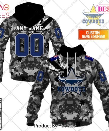 Personalized Nrl North Queensland Cowboys Special Camo Military Flag Hoodie, T-Shirt, Zip Hoodie, Sweatshirt
