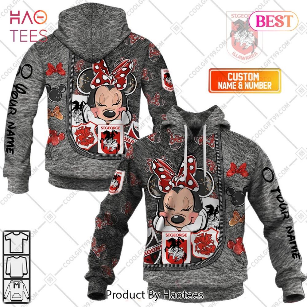 Personalized Nrl St. George Illawarra Dragons Logo And Minnie Mouse Design Hoodie, T-Shirt, Zip Hoodie, Sweatshirt