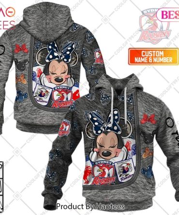 Personalized Nrl Sydney Roosters Logo And Minnie Mouse Design Hoodie, T-Shirt, Zip Hoodie, Sweatshirt