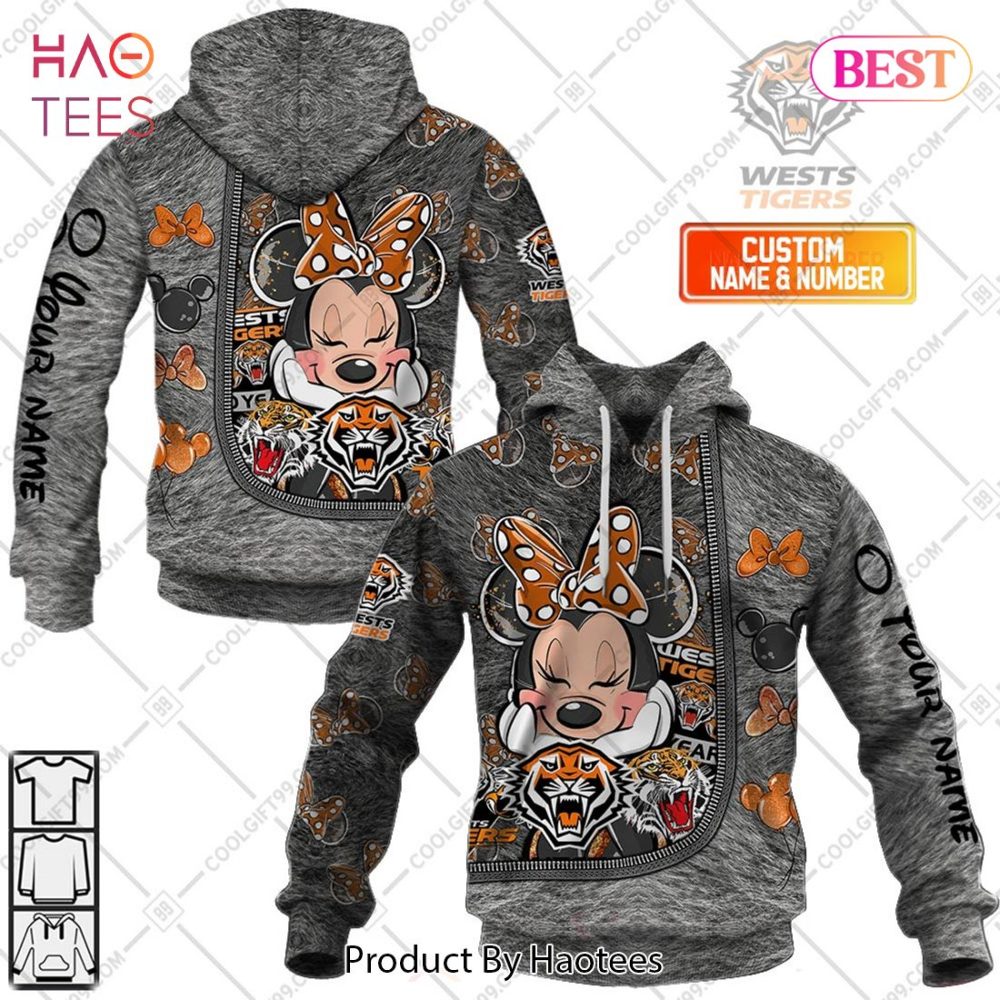 Personalized Nrl Wests Tigers Logo And Minnie Mouse Design Hoodie, T-Shirt, Zip Hoodie, Sweatshirt