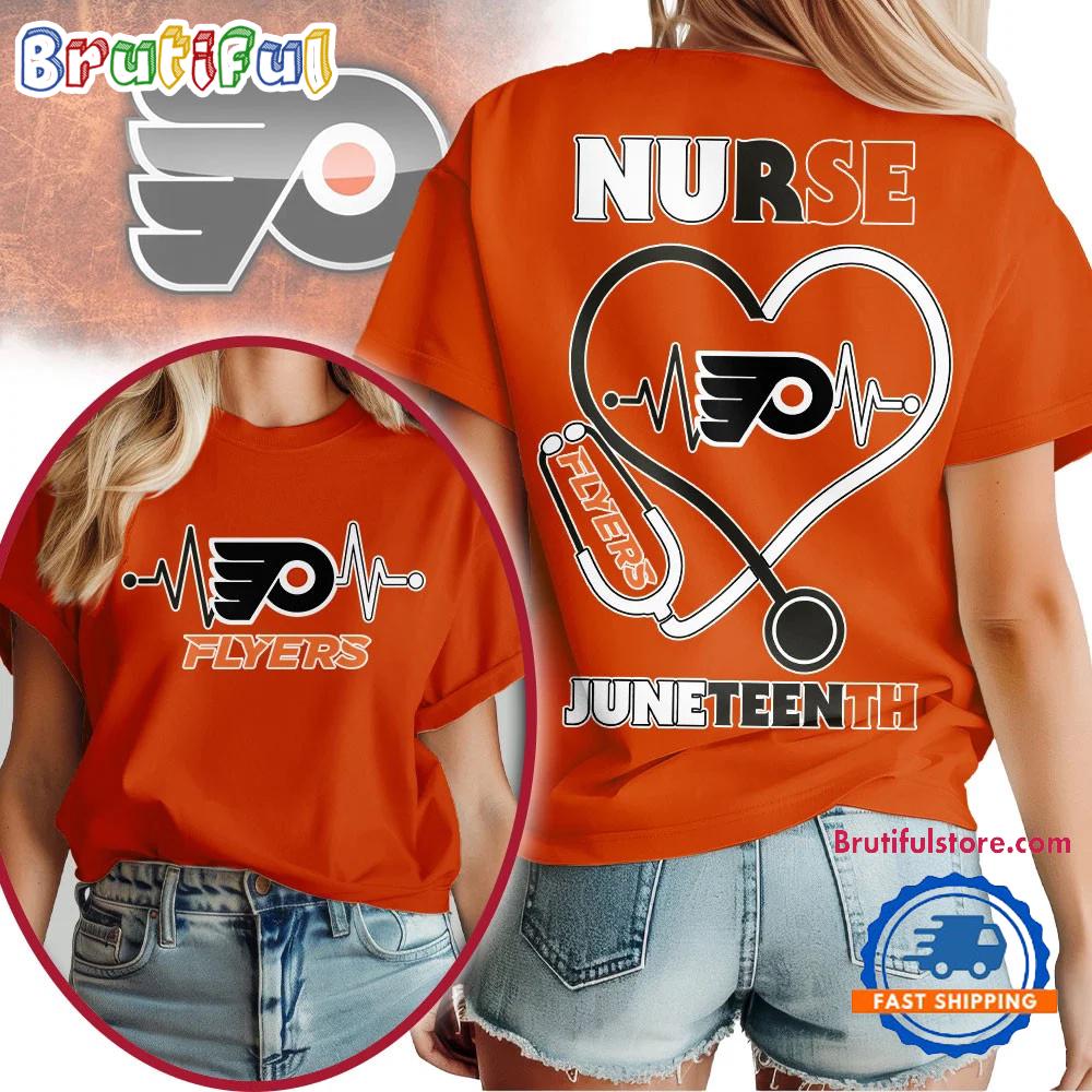 Philadelphia Flyers Nhl Nurse Appreciation Juneteenth Unisex 3D Shirt