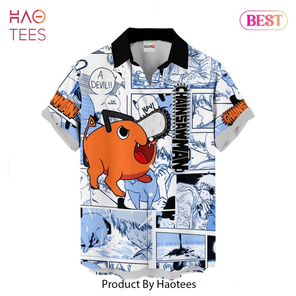Pochita Hawaiian Shirts Custom Anime Merch Clothes For Men Women - Image 2