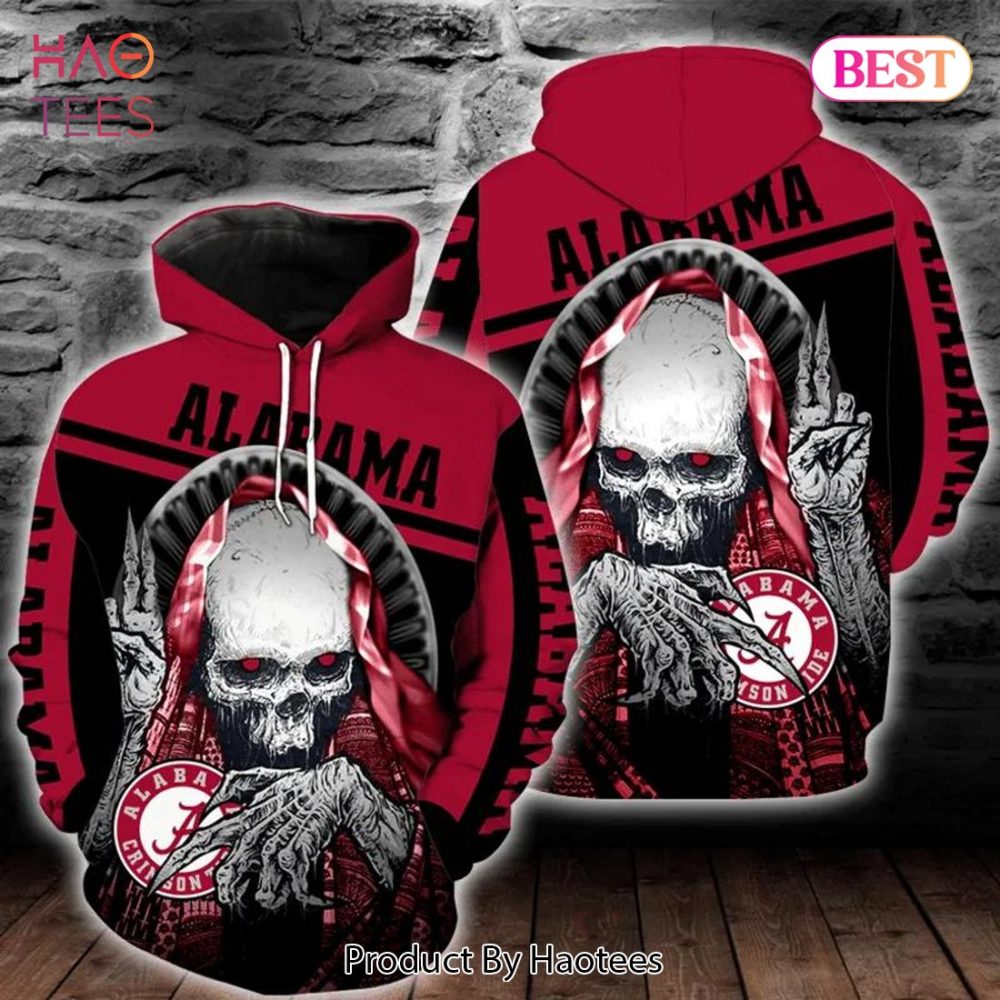 Alabama Crimson Tide Skull Hold Logo Tide 3D Hoodie Alabama Crimson Tide Christmas Gifts