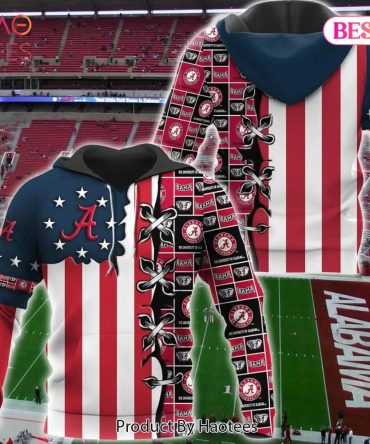 Alabama Crimson Tide With Flag American For Fan 3D Hoodie College Gifts