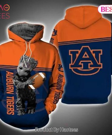 Baby Groot Hug Ball Auburn Tigers 3D Hoodie Auburn Tigers