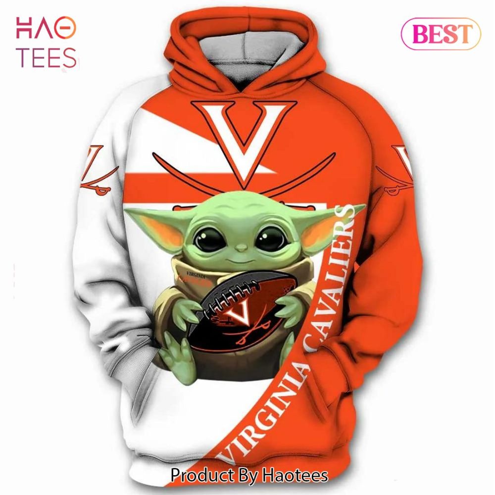 Baby Yoda Hug Ball Virginia Cavaliers 3D Hoodie Virginia Cavaliers Gift Ideas For Him