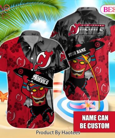 Nhl Jersey Devils Special Hawaiian Design Button Shirt Jeysey