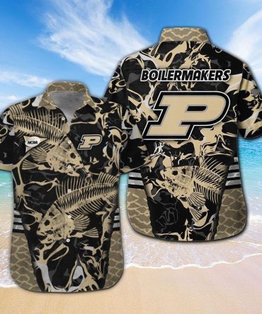 Purdue Boilermakers Fishing Short Sleeve Button Up Tropical Hawaiian Shirt