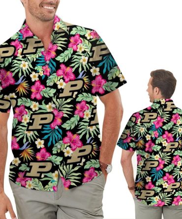 Purdue Boilermakers Hibiscus Tropical Hawaiian Shirts