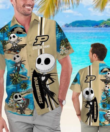 Purdue Boilermakers Jack Skellington Name Personalized Tropical Hawaiian Shirts