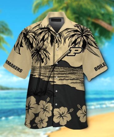 Purdue Boilermakers Short Sleeve Button Up Tropical Hawaiian Shirt Ver011
