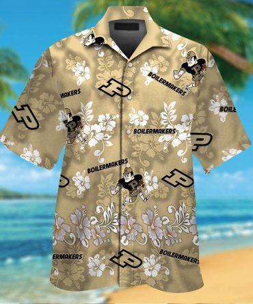 Purdue Boilermakers Short Sleeve Button Up Tropical Hawaiian Shirt Ver014
