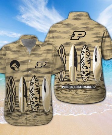 Purdue Boilermakers Short Sleeve Button Up Tropical Hawaiian Shirt Ver015