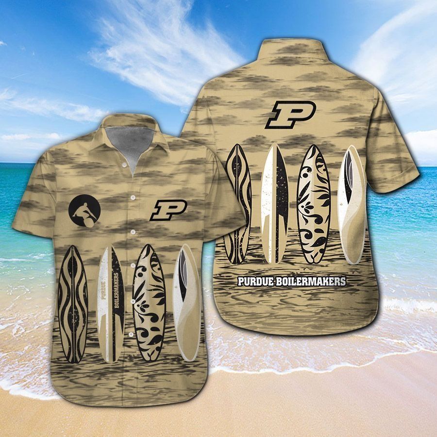 Purdue Boilermakers Short Sleeve Button Up Tropical Hawaiian Shirt Ver015
