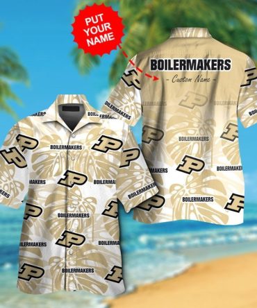 Purdue Boilermakers Short Sleeve Button Up Tropical Hawaiian Shirt Ver016