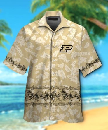 Purdue Boilermakers Short Sleeve Button Up Tropical Hawaiian Shirt Ver017
