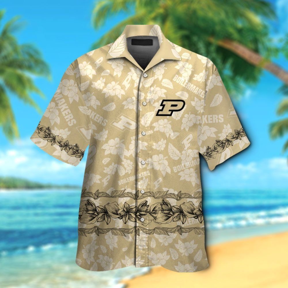 Purdue Boilermakers Short Sleeve Button Up Tropical Hawaiian Shirt Ver017