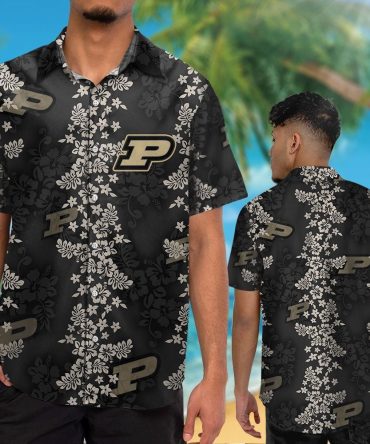 Purdue Boilermakers Short Sleeve Button Up Tropical Hawaiian Shirt Ver018
