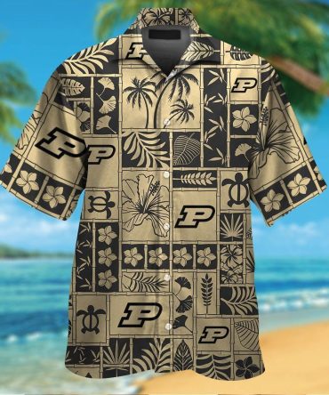 Purdue Boilermakers Short Sleeve Button Up Tropical Hawaiian Shirt Ver02