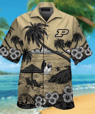 Purdue Boilermakers Short Sleeve Button Up Tropical Hawaiian Shirt Ver020
