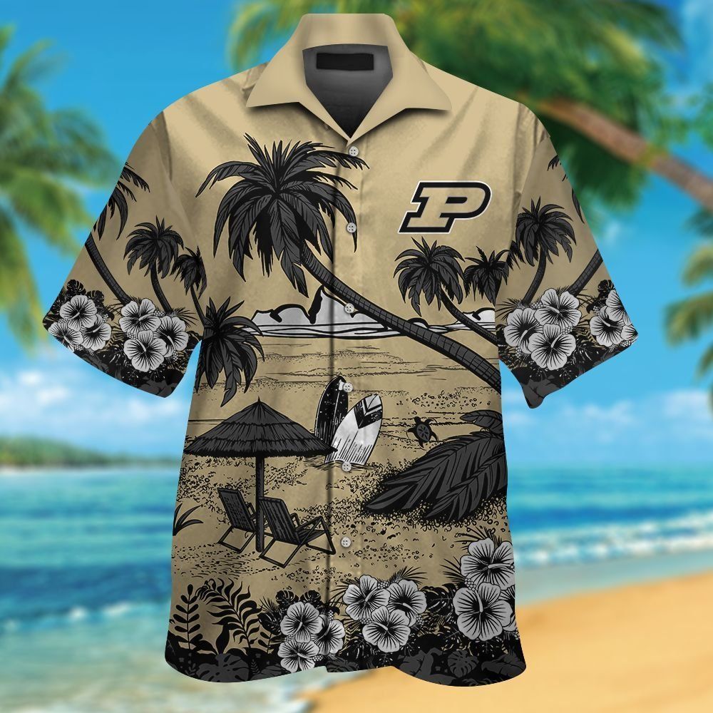 Purdue Boilermakers Short Sleeve Button Up Tropical Hawaiian Shirt Ver020