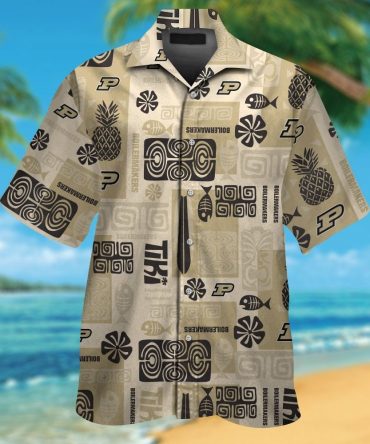 Purdue Boilermakers Short Sleeve Button Up Tropical Hawaiian Shirt Ver021