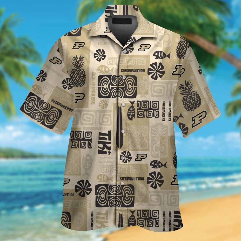 Purdue Boilermakers Short Sleeve Button Up Tropical Hawaiian Shirt Ver021