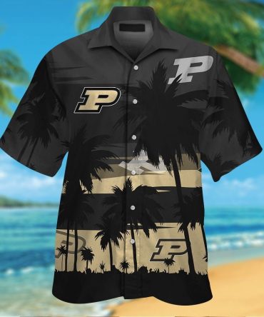 Purdue Boilermakers Short Sleeve Button Up Tropical Hawaiian Shirt Ver022