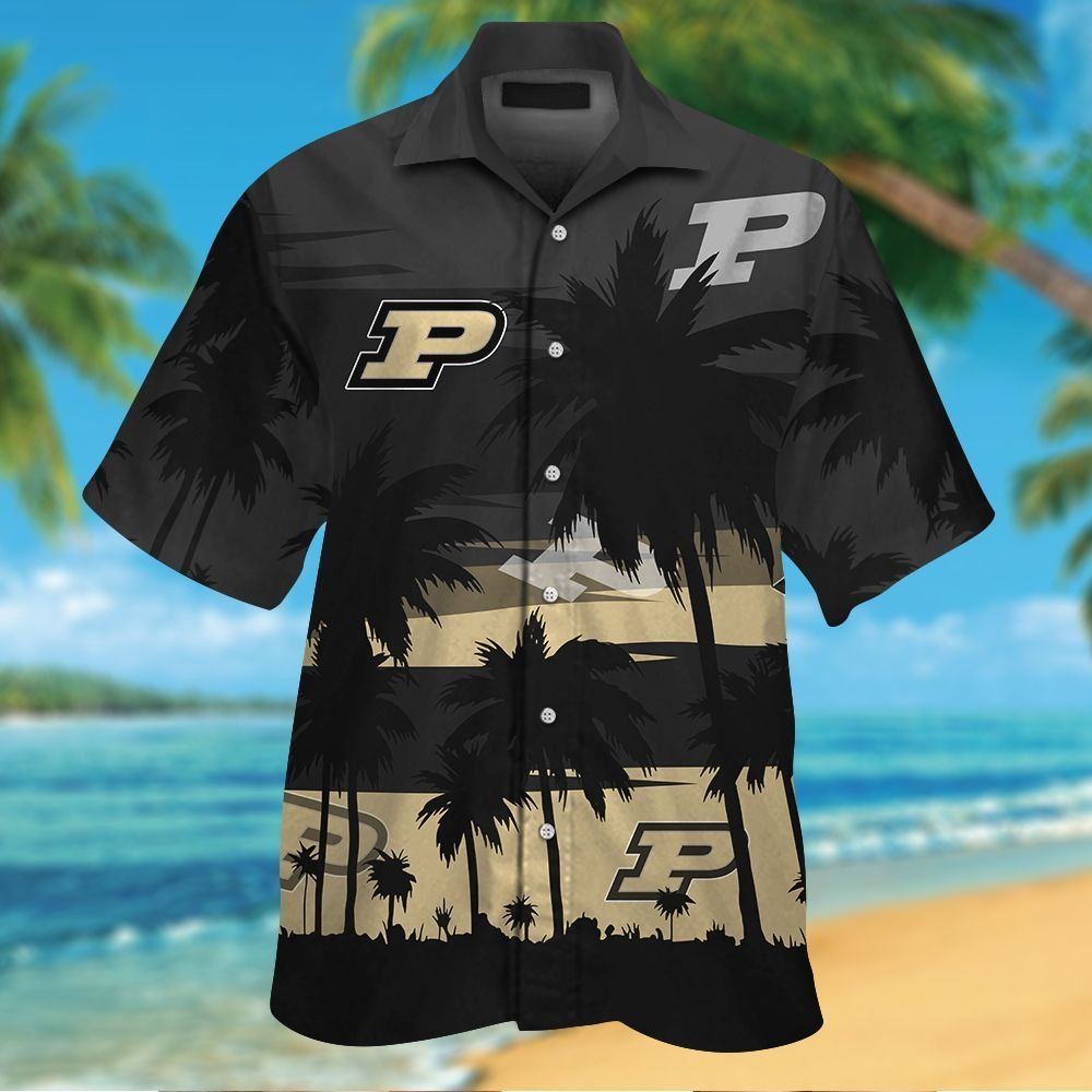 Purdue Boilermakers Short Sleeve Button Up Tropical Hawaiian Shirt Ver022