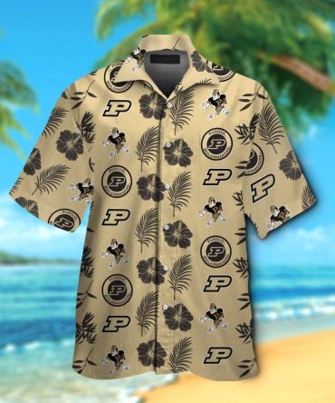 Purdue Boilermakers Short Sleeve Button Up Tropical Hawaiian Shirt Ver023