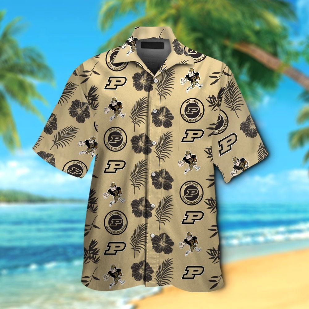Purdue Boilermakers Short Sleeve Button Up Tropical Hawaiian Shirt Ver023