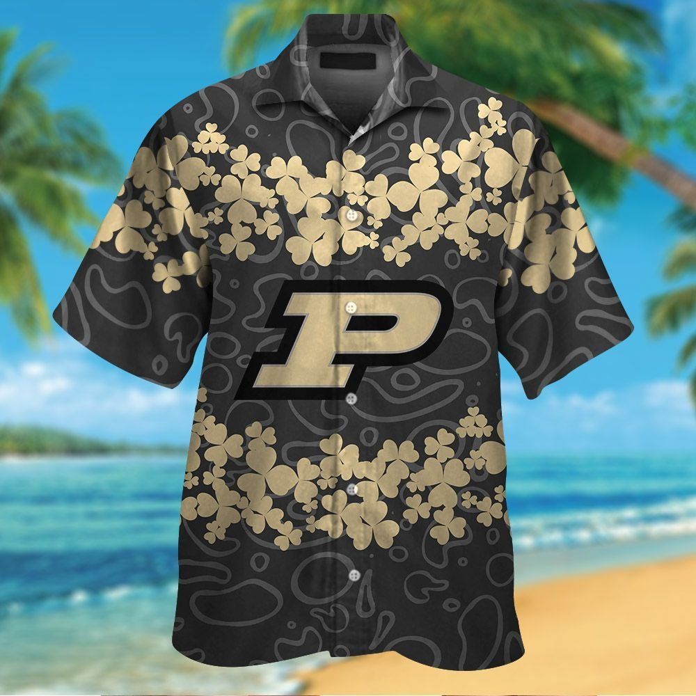 Purdue Boilermakers Short Sleeve Button Up Tropical Hawaiian Shirt Ver024