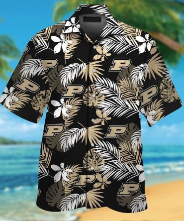 Purdue Boilermakers Short Sleeve Button Up Tropical Hawaiian Shirt Ver025