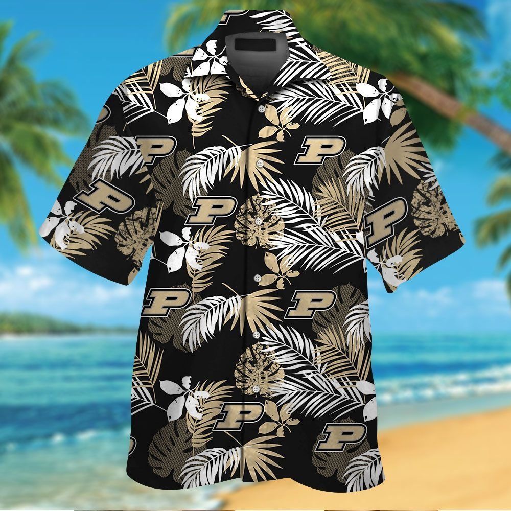 Purdue Boilermakers Short Sleeve Button Up Tropical Hawaiian Shirt Ver025