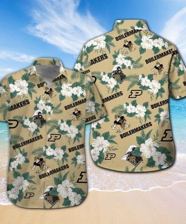 Purdue Boilermakers Short Sleeve Button Up Tropical Hawaiian Shirt Ver028