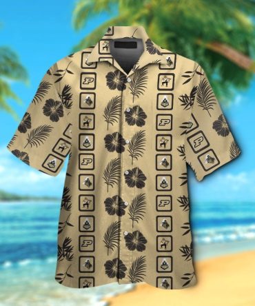 Purdue Boilermakers Short Sleeve Button Up Tropical Hawaiian Shirt Ver029