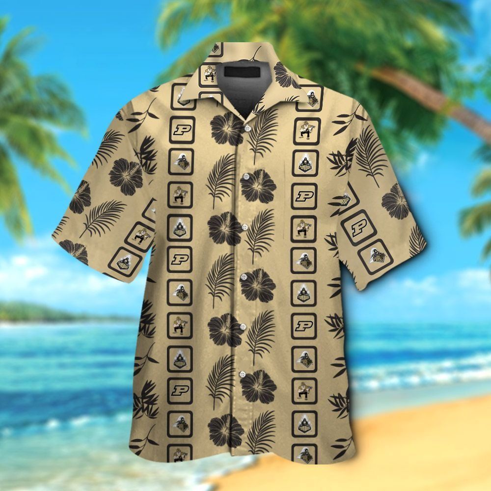 Purdue Boilermakers Short Sleeve Button Up Tropical Hawaiian Shirt Ver029