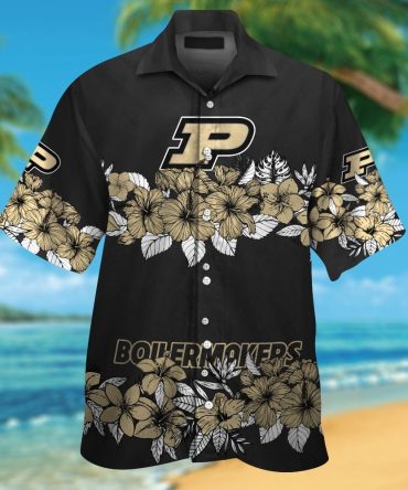 Purdue Boilermakers Short Sleeve Button Up Tropical Hawaiian Shirt Ver03