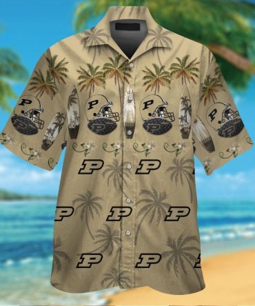 Purdue Boilermakers Short Sleeve Button Up Tropical Hawaiian Shirt Ver030