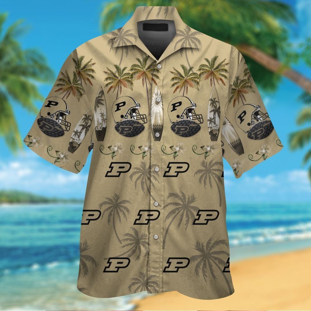 Purdue Boilermakers Short Sleeve Button Up Tropical Hawaiian Shirt Ver030