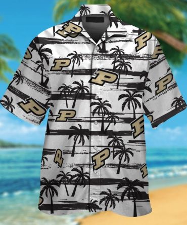 Purdue Boilermakers Short Sleeve Button Up Tropical Hawaiian Shirt Ver031