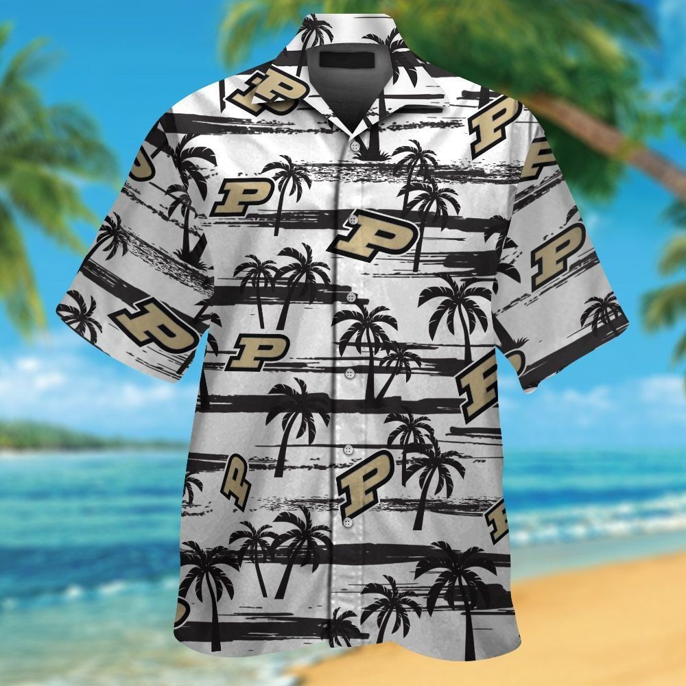 Purdue Boilermakers Short Sleeve Button Up Tropical Hawaiian Shirt Ver031