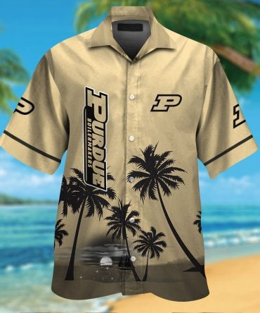 Purdue Boilermakers Short Sleeve Button Up Tropical Hawaiian Shirt Ver04