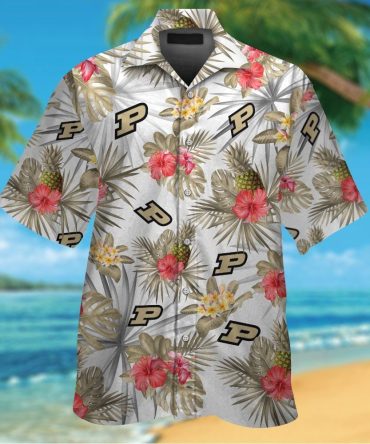 Purdue Boilermakers Short Sleeve Button Up Tropical Hawaiian Shirt Ver05